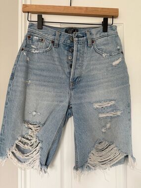 Abercrombie & Fitch Light Blue Distressed Jean Shorts